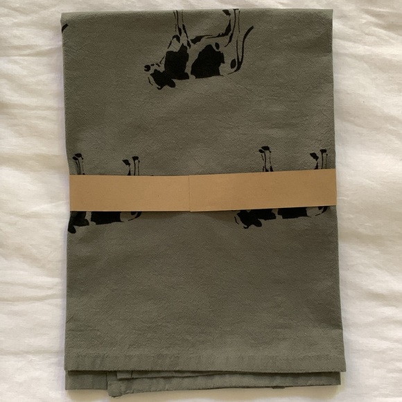 Dairy cow tea towel gray with black - Picture 3 of 3